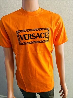 Versace Orange T-Shirt with Black Logo Box